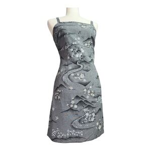 No Boundaries Gray Floral Midi Dress